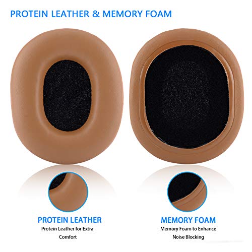 JECOBB Replacement Earpads for Audio-Technica ATH M50X M40X M30X M20X Professional Studio Monitor Headphones with Protein Leather & Memory Foam Ear Cushions (Brown)