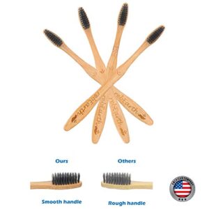 Bamboo Aesthetic Toothbrush Wood Set of 4 | Ultra Soft Bristles | Black Charcoal Infused | American Brand | Upgrade Hygiene & Reduce Waste | Brushes Teeth Care | Earth Friendly | Plant Based