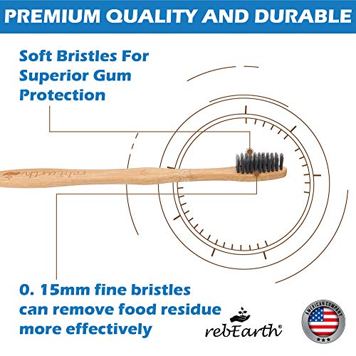 Bamboo Aesthetic Toothbrush Wood Set of 4 | Ultra Soft Bristles | Black Charcoal Infused | American Brand | Upgrade Hygiene & Reduce Waste | Brushes Teeth Care | Earth Friendly | Plant Based