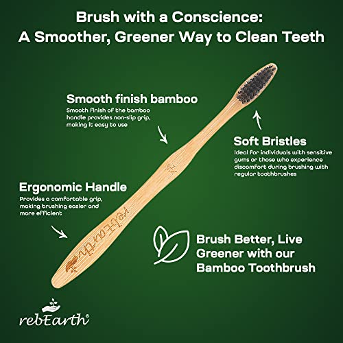 Bamboo Aesthetic Toothbrush Wood Set of 4 | Ultra Soft Bristles | Black Charcoal Infused | American Brand | Upgrade Hygiene & Reduce Waste | Brushes Teeth Care | Earth Friendly | Plant Based