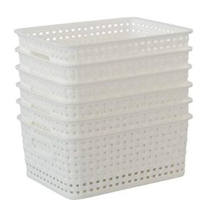 callyne 6-pack woven plastic storage baskets, white