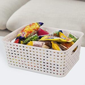 Callyne 6-Pack Woven Plastic Storage Baskets, White