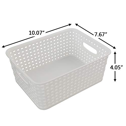 Callyne 6-Pack Woven Plastic Storage Baskets, White