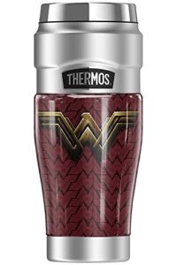 thermos justice league movie wonder woman logo, stainless king stainless steel travel tumbler, vacuum insulated & double wall, 16oz