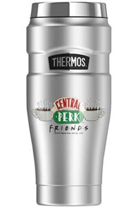 thermos friends central perk coffee logo stainless king stainless steel travel tumbler, vacuum insulated & double wall, 16oz