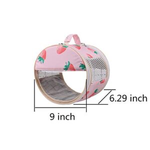 Small Pet Carrier Bag Portable Travel Carrier for Hamster Rat Baby Guinea Pig Sugar Glider Hedgehog Small Birds (M, Pink)