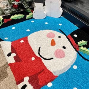Holly Jolly Snowman Holiday Machine Washable 20" x 30" Jellybean Accent Rug