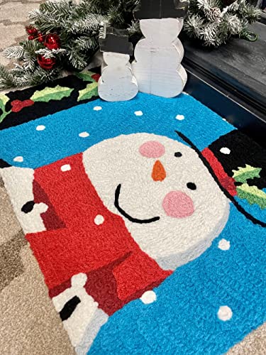 Holly Jolly Snowman Holiday Machine Washable 20" x 30" Jellybean Accent Rug