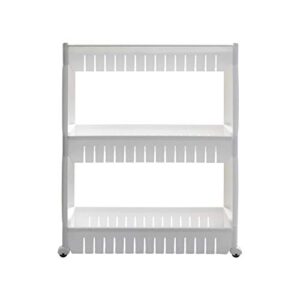 HomeRoots 3 Tier Slim Storage Cart with Wheels Mobile Shelving Unit Organizer Slide Out Storage Rolling Utility Organizer Rack for Kitchen Bathroom Laundry Narrow Places, White