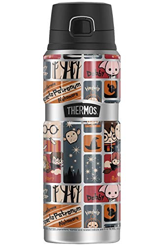 Harry Potter Cute Chibi Pattern, THERMOS STAINLESS KING Stainless Steel Drink Bottle, Vacuum insulated & Double Wall, 24oz