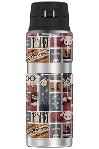 Harry Potter Cute Chibi Pattern, THERMOS STAINLESS KING Stainless Steel Drink Bottle, Vacuum insulated & Double Wall, 24oz