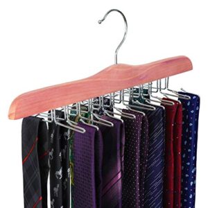 topia hanger american red cedar wooden tie racks for closet, 24 tie hangers organizer, high-grade space saving necktie holder for storage and display bra, tank top, camisole (1-pack) ct14t