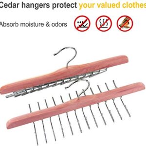 TOPIA HANGER American Red Cedar Wooden Tie Racks for Closet, 24 Tie Hangers Organizer, High-Grade Space Saving Necktie Holder for Storage and Display Bra, Tank Top, Camisole (1-Pack) CT14T