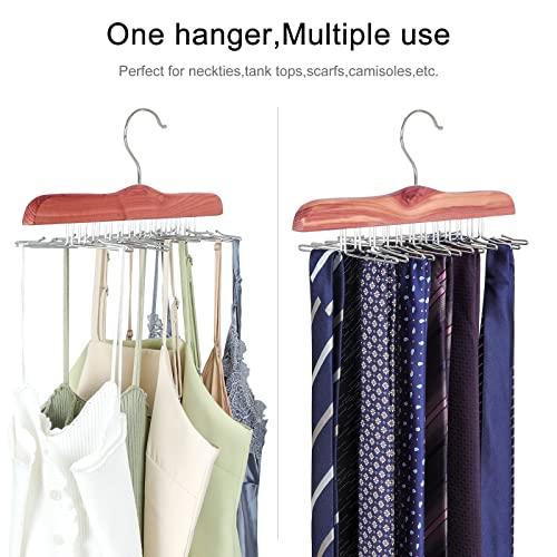 TOPIA HANGER American Red Cedar Wooden Tie Racks for Closet, 24 Tie Hangers Organizer, High-Grade Space Saving Necktie Holder for Storage and Display Bra, Tank Top, Camisole (1-Pack) CT14T