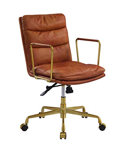 Acme Furniture Dudley Executive Office Chair, Rust Top Grain Leather