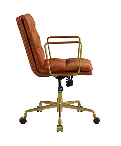 Acme Furniture Dudley Executive Office Chair, Rust Top Grain Leather