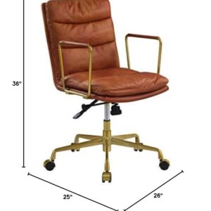 Acme Furniture Dudley Executive Office Chair, Rust Top Grain Leather