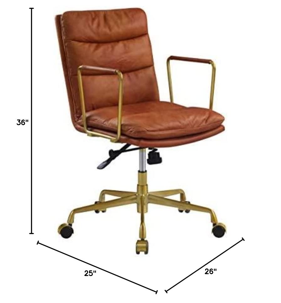 Acme Furniture Dudley Executive Office Chair, Rust Top Grain Leather