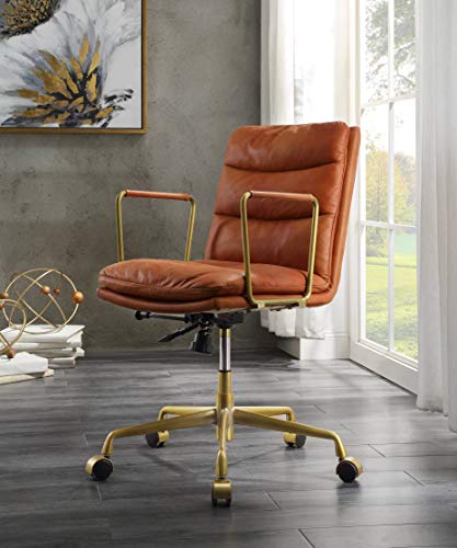 Acme Furniture Dudley Executive Office Chair, Rust Top Grain Leather