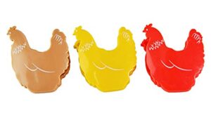 home-x chicken-shaped bag clips for chips, food bags, kitchen and laundry, 2.5” l x 2” w, set of 3
