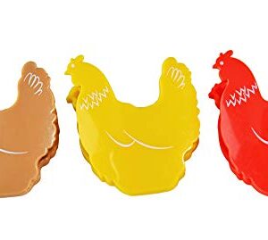 HOME-X Chicken-Shaped Bag Clips for Chips, Food Bags, Kitchen and Laundry, 2.5” L x 2” W, Set of 3