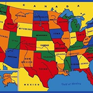 CR Kids/Baby Room/Daycare/Classroom/Playroom Educational Area Rug USA United States Map Oceans Fifty States Area Rug Mat for Living Dining Dorm Room Bedroom Home (5 Feet X 7 Feet)