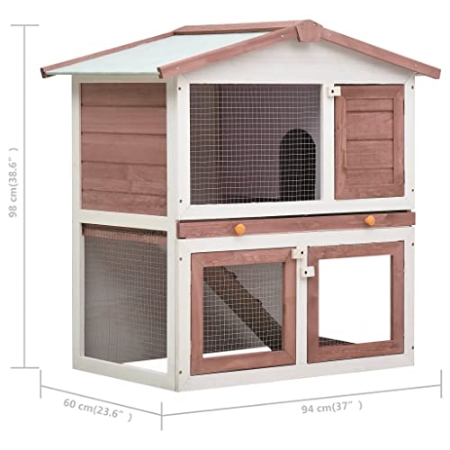 vidaXL Solid Pinewood Outdoor Rabbit Hutch 3-Door Bunny Pet House Multi Colors