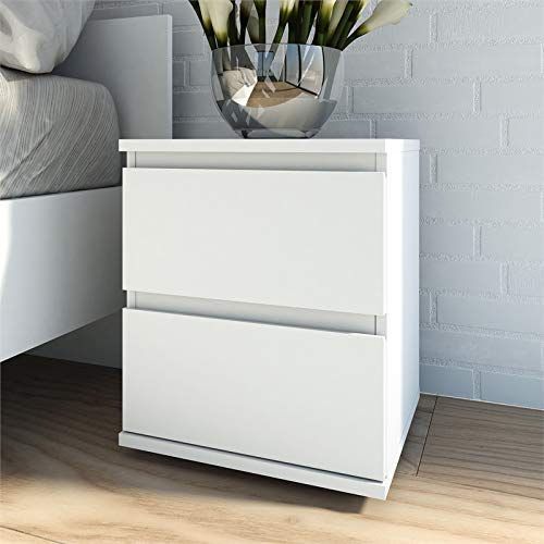 Tvilum 2 Drawer Bedroom Nightstand Nighstand, White