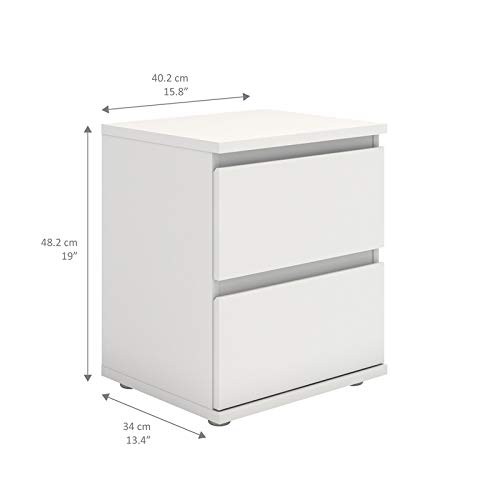 Tvilum 2 Drawer Bedroom Nightstand Nighstand, White