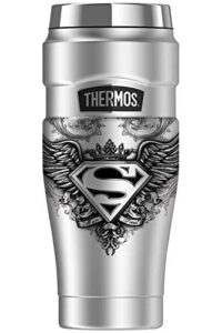 thermos superman winged logo, stainless king stainless steel travel tumbler, vacuum insulated & double wall, 16oz