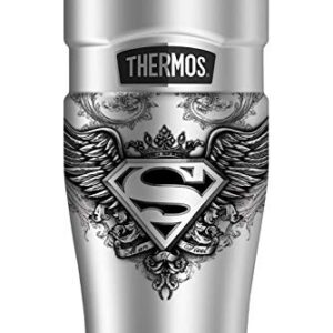 THERMOS Superman Winged Logo, STAINLESS KING Stainless Steel Travel Tumbler, Vacuum insulated & Double Wall, 16oz