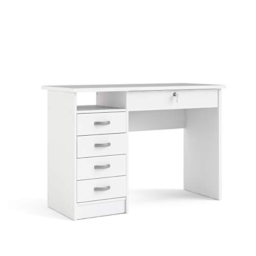 Tvilum Desk with 5 Drawers, White