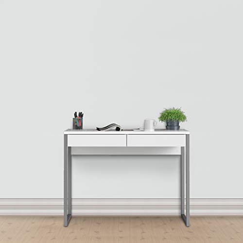 Tvilum 2 Drawer Desk, White High Gloss