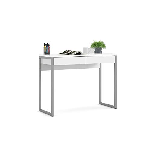 Tvilum 2 Drawer Desk, White High Gloss
