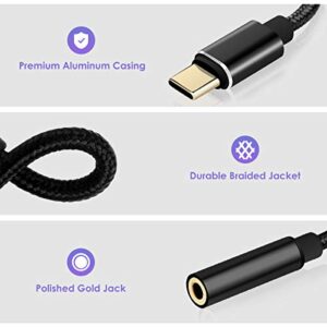 USB C to 3.5mm Audio Adapter Headphone Adapter, USB C to Aux Type C to 3.5mm DAC Headphone Jack Adapter Compatible with Samsung Galaxy S21 S20 Ultra S20+ Note 20 OnePs 7T Pixel 5/4/3