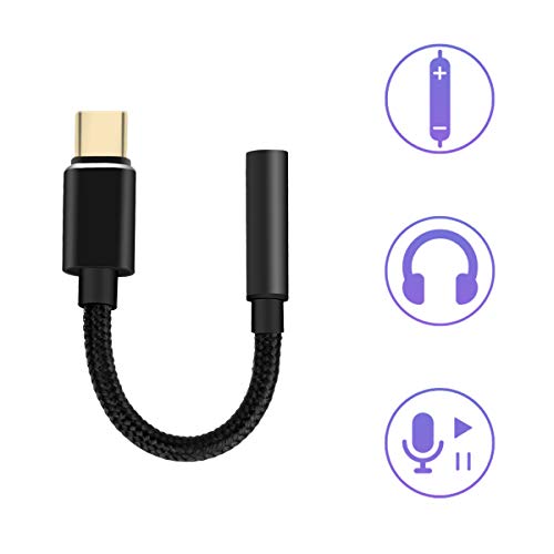 USB C to 3.5mm Audio Adapter Headphone Adapter, USB C to Aux Type C to 3.5mm DAC Headphone Jack Adapter Compatible with Samsung Galaxy S21 S20 Ultra S20+ Note 20 OnePs 7T Pixel 5/4/3