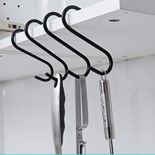 HYPYRANOW 50 Pack Black S Hooks Steel S Hanging Hooks Heavy Duty S Hanger Hook Metal Kitchen Pot Rack Hooks Closet Hooks Plants Hooks for Hanging Pot, Pan, Cups, Plants, Bags, Jeans, Towels