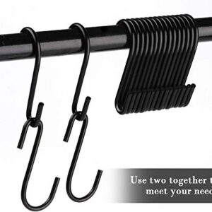 HYPYRANOW 50 Pack Black S Hooks Steel S Hanging Hooks Heavy Duty S Hanger Hook Metal Kitchen Pot Rack Hooks Closet Hooks Plants Hooks for Hanging Pot, Pan, Cups, Plants, Bags, Jeans, Towels