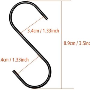 HYPYRANOW 50 Pack Black S Hooks Steel S Hanging Hooks Heavy Duty S Hanger Hook Metal Kitchen Pot Rack Hooks Closet Hooks Plants Hooks for Hanging Pot, Pan, Cups, Plants, Bags, Jeans, Towels