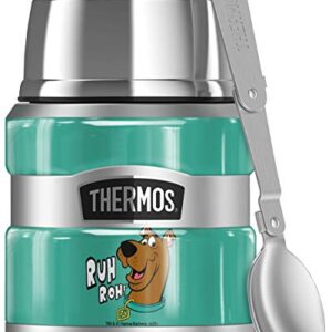 THERMOS Scooby-Doo Ruh Roh Face, STAINLESS KING Stainless Steel Food Jar with Folding Spoon, Vacuum insulated & Double Wall, 16oz