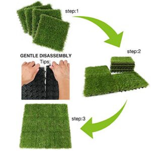 XLX TURF Artificial Grass Tiles Interlocking Turf Deck Set 9 Pack - 12"x12" Synthetic Fake Grass Self-draining Mat Flooring Decor Pad for Dog Pet Indoor Outdoor