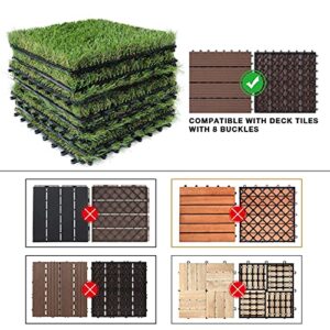 XLX TURF Artificial Grass Tiles Interlocking Turf Deck Set 9 Pack - 12"x12" Synthetic Fake Grass Self-draining Mat Flooring Decor Pad for Dog Pet Indoor Outdoor