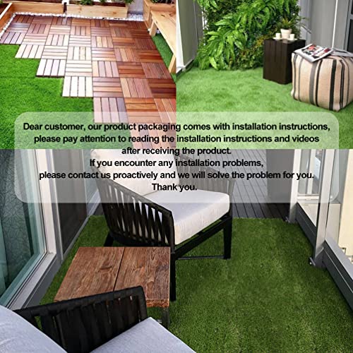 XLX TURF Artificial Grass Tiles Interlocking Turf Deck Set 9 Pack - 12"x12" Synthetic Fake Grass Self-draining Mat Flooring Decor Pad for Dog Pet Indoor Outdoor