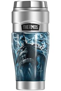 thermos batman stormy knight lightning, stainless king stainless steel travel tumbler, vacuum insulated & double wall, 16oz