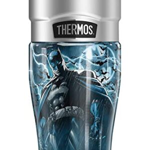 THERMOS Batman Stormy Knight Lightning, STAINLESS KING Stainless Steel Travel Tumbler, Vacuum insulated & Double Wall, 16oz