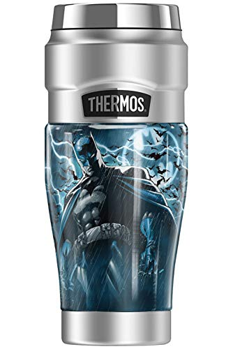 THERMOS Batman Stormy Knight Lightning, STAINLESS KING Stainless Steel Travel Tumbler, Vacuum insulated & Double Wall, 16oz