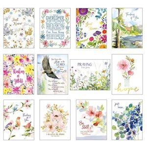 pack of 12 assorted “simple blessings” thinking of you greeting cards with scripture