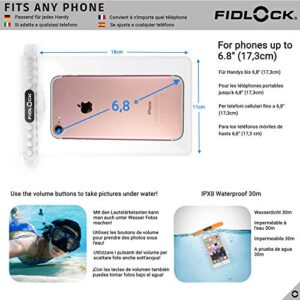 FIDLOCK Hermetic Dry Bag Medi - Flexible Magnetic Self-Sealing Bag for Cellphone | 100% Waterproof and Sand Proof - Practical Size with a Large Opening, with Lanyard included - Transparent