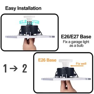 LED Garage Lights, 140W 18500 Lumens Garage Lighting, 6000K Daylight with Deformable Three Panels Garage Ceiling Light Fixture E26/E27 Triple Glow LED Shop Light for Garage Basement Workshop Warehouse