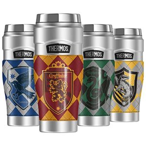 thermos harry potter gryffindor plaid sigil, stainless king stainless steel travel tumbler, vacuum insulated & double wall, 16oz